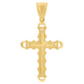 10K Yellow Gold Unisex Diamond-Cut Cross Religious Charm Pendant