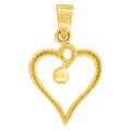 10K Yellow Gold Textured Womens Heart Charm Pendant