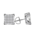 925 Sterling Silver Unisex Cubic Zirconia Square Stud Earrings