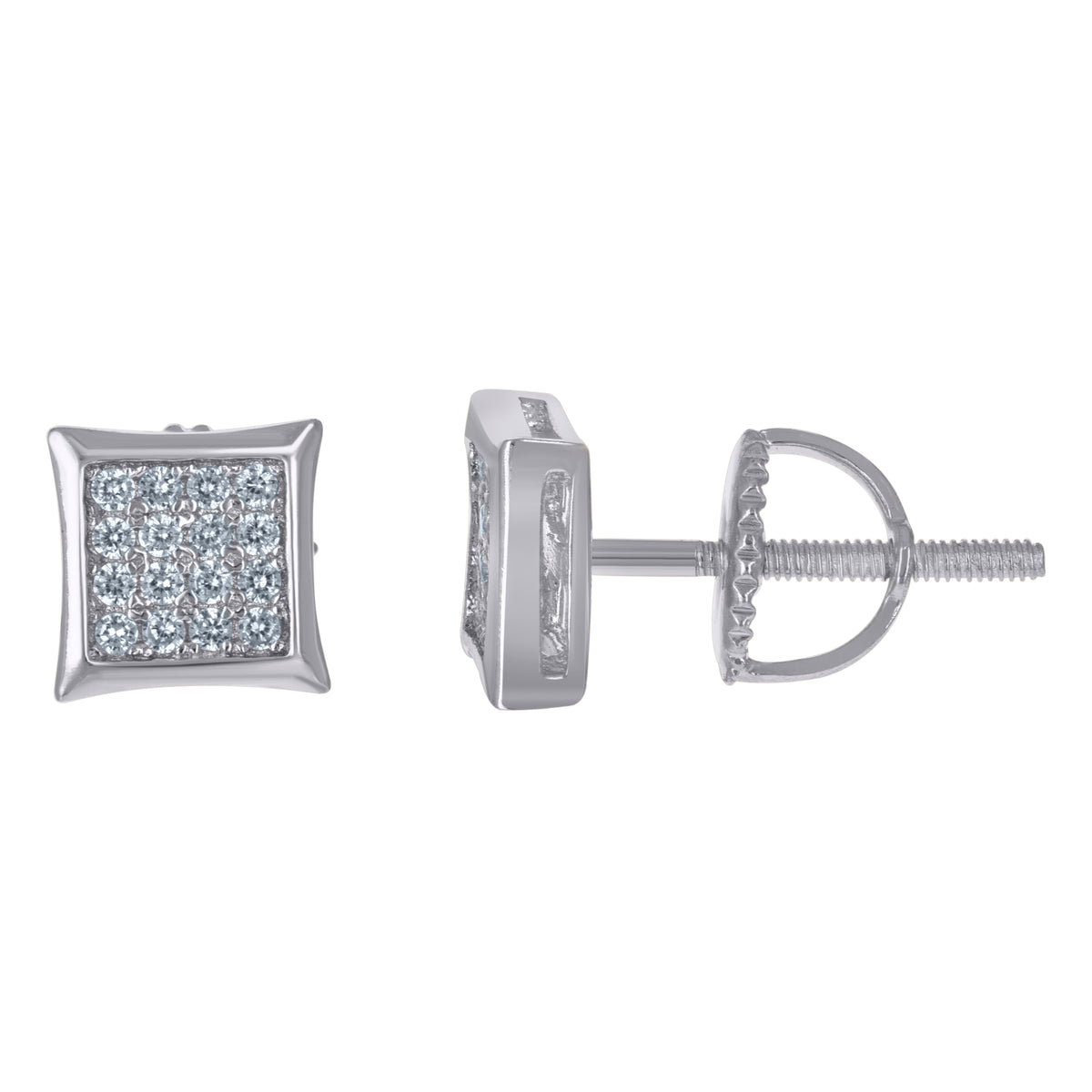 925 Sterling Silver Unisex Cubic Zirconia Kite Stud Earrings