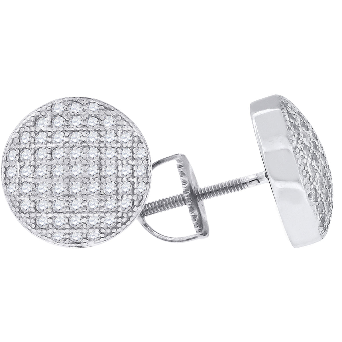 925 Sterling Silver Unisex Cubic Zirconia Round Stud Earrings