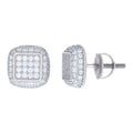 925 Sterling Silver Womens Cubic Zirconia Square Stud Earrings