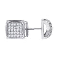 925 Sterling Silver Womens Cubic Zirconia Square Stud Earrings