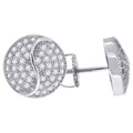 925 Sterling Silver Unisex Cubic Zirconia Round Stud Earrings