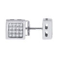 925 Sterling Silver Womens Cubic Zirconia Square Stud Earrings
