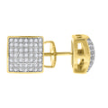925 Sterling Silver Yellow-Tone Womens Cubic Zirconia Square Stud Earrings