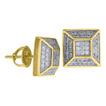 925 Sterling Silver Yellow-Tone Unisex Cubic Zirconia Pyramid Stud Earrings