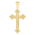 10K Yellow Gold Unisex Textured Crucifix Cross Religious Charm Pendant