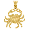 10K Yellow Gold Womens Mens Unisex Crab Cancer Zodiac Sign Charm Pendant