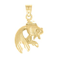 10K Yellow Gold Textured Unisex Fish Animal Charm Pendant