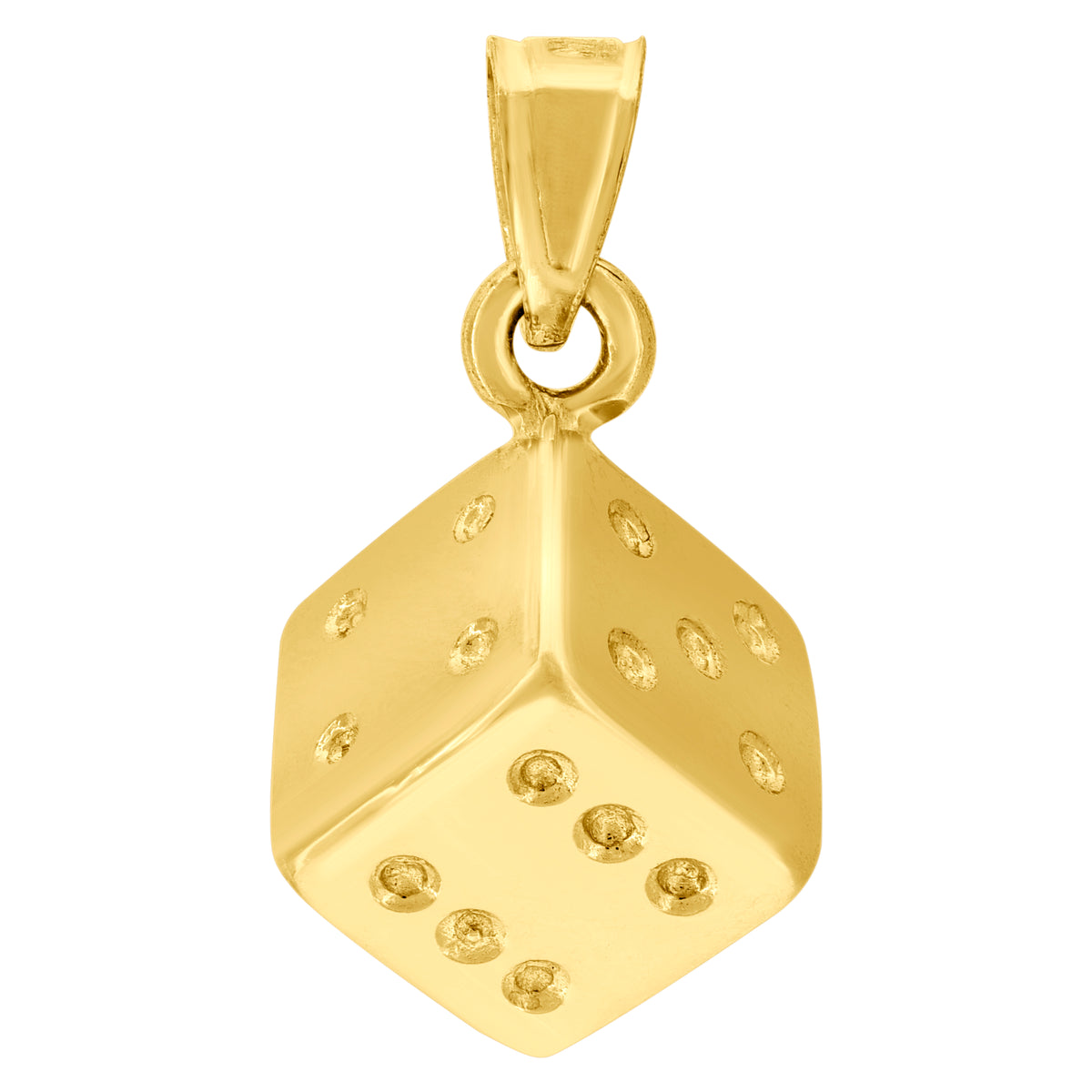 10K Yellow Gold Mens Dice Gambling Charm Pendant