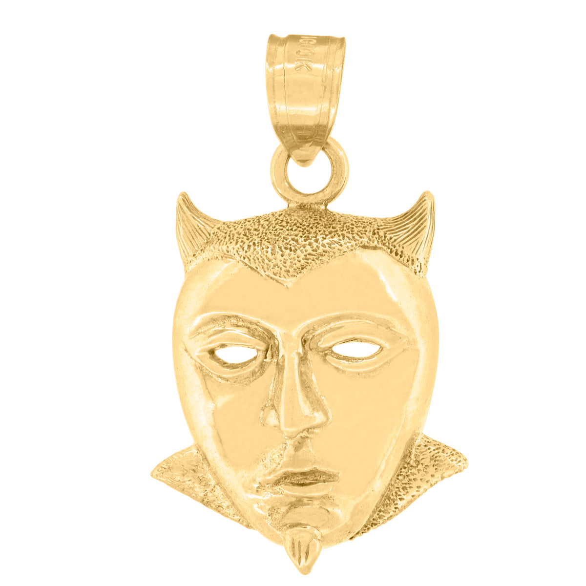 10K Yellow Gold Unisex Textured Mask Charm Pendant