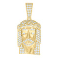 925 Sterling Silver Yellow-Tone Mens Cz Jesus Religious Charm Pendant