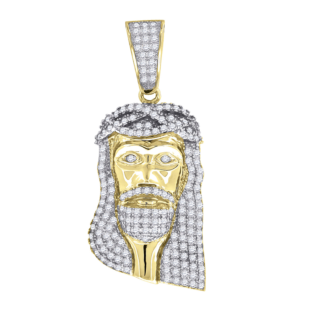 925 Sterling Silver Yellow-Tone Mens Cz Jesus Religious Charm Pendant