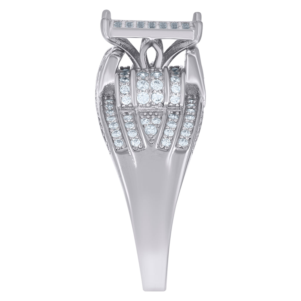 925 Sterling Silver Mens Cubic-Zirconia Square Head Fashion Ring
