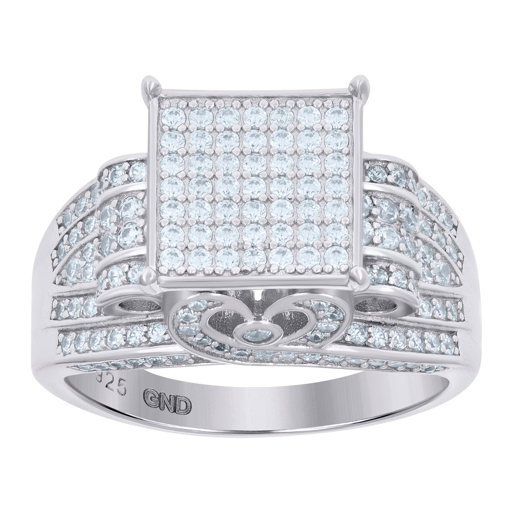 925 Sterling Silver Mens Cubic-Zirconia Square Head Fashion Ring