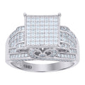 925 Sterling Silver Mens Cubic-Zirconia Square Head Fashion Ring