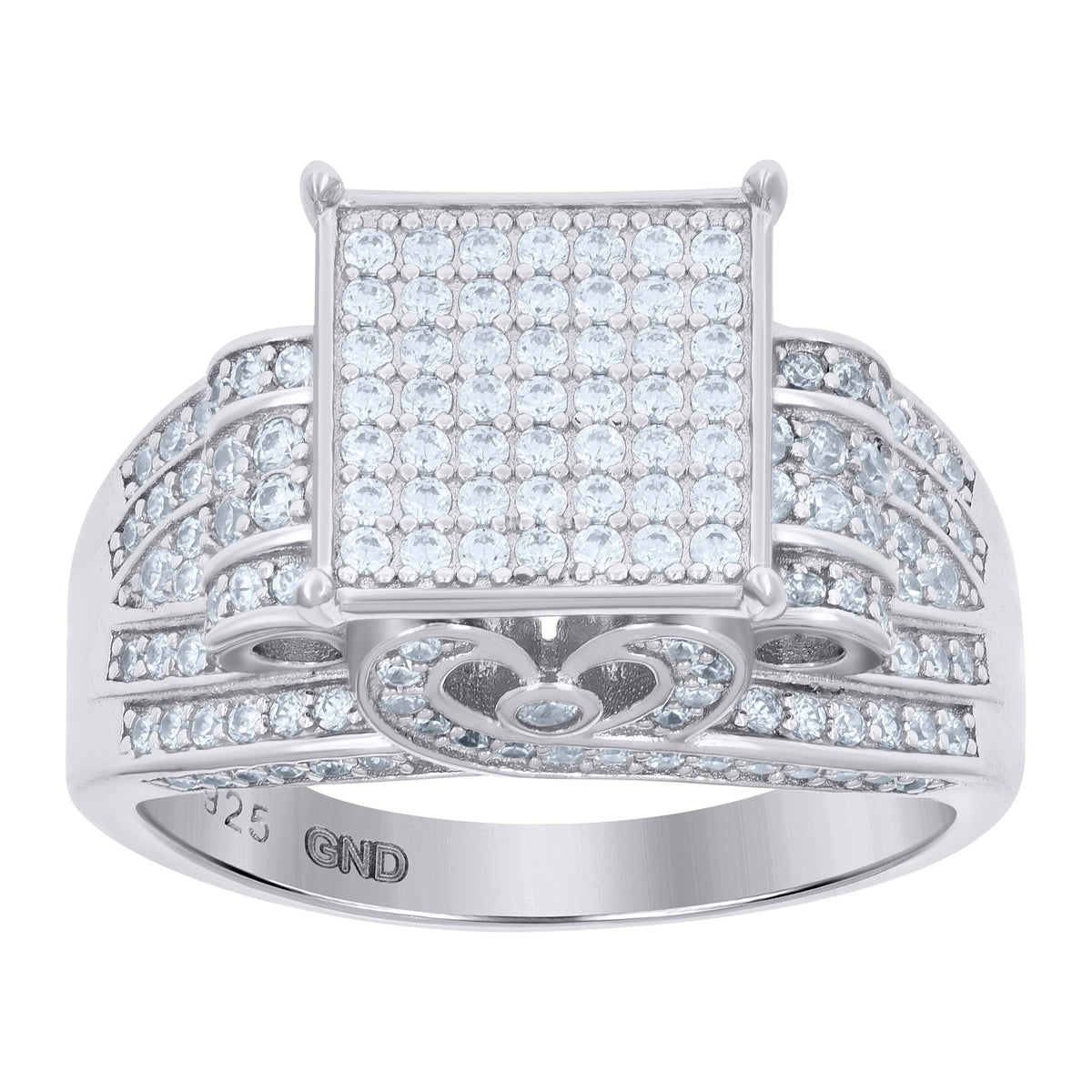 925 Sterling Silver Mens Cubic-Zirconia Square Head Fashion Ring