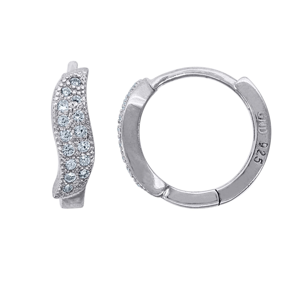 925 Sterling Silver Womens Cubic Zirconia Huggie Hoop Earrings