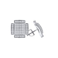 925 Sterling Silver Unisex Cubic Zirconia Square Stud Earrings