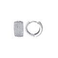 925 Sterling Silver Womens Cubic Zirconia Five Row Huggie Hoop Earrings