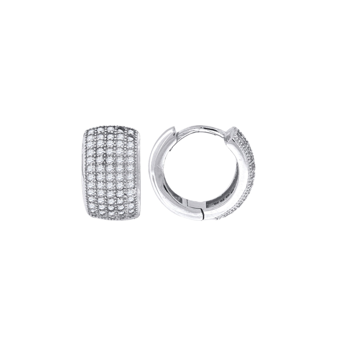 925 Sterling Silver Womens Cubic Zirconia Five Row Huggie Hoop Earrings