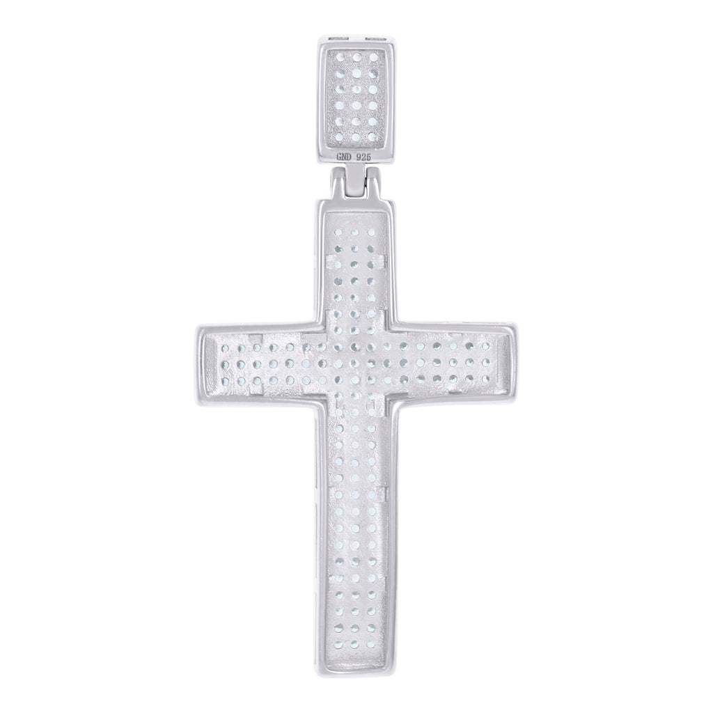 925 Sterling Silver Mens Cubic-Zirconia Cross Religious Charm Pendant