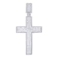 925 Sterling Silver Mens Cubic-Zirconia Cross Religious Charm Pendant