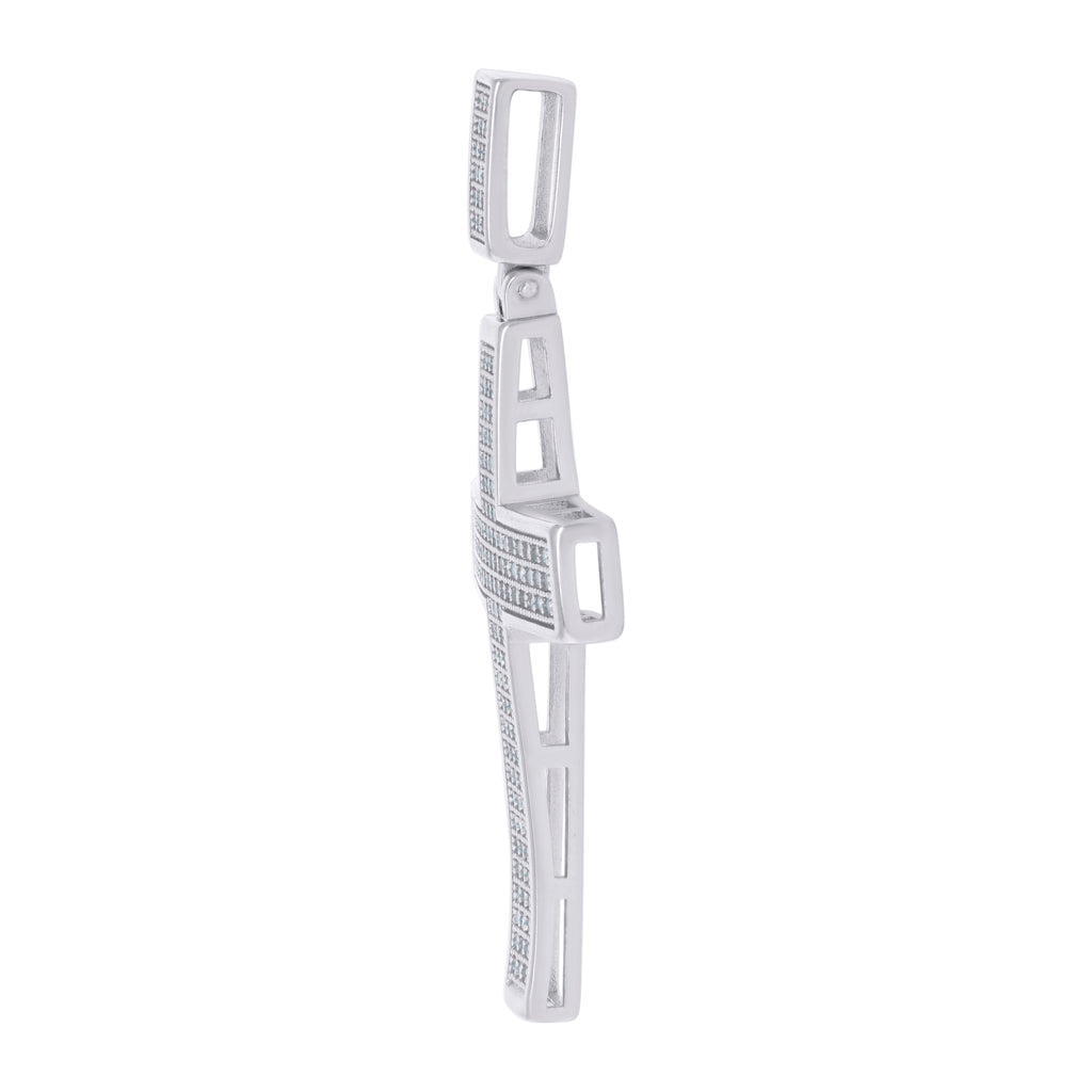 925 Sterling Silver Mens Cubic-Zirconia Cross Religious Charm Pendant
