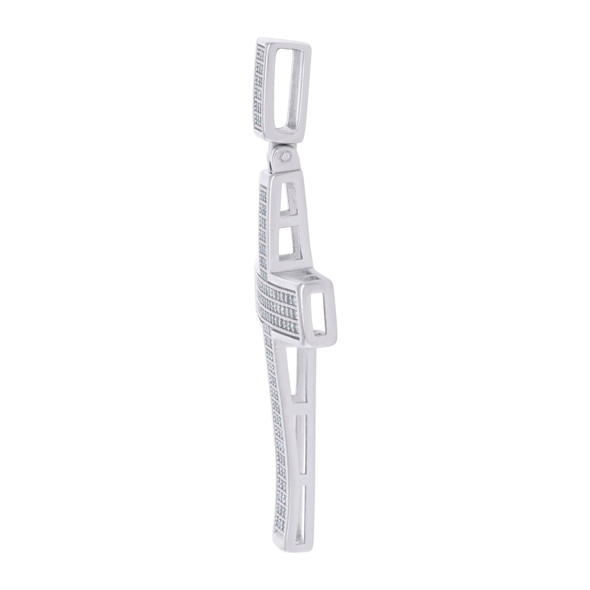 925 Sterling Silver Mens Cubic-Zirconia Cross Religious Charm Pendant
