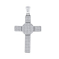 925 Sterling Silver Mens Cubic-Zirconia Cross Religious Charm Pendant