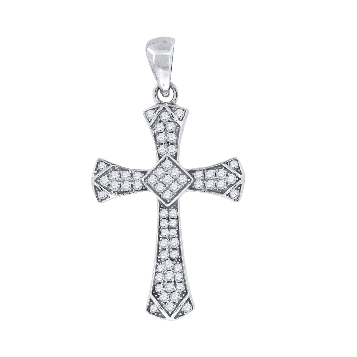 925 Sterling Silver Unisex Cz Cross Religious Charm Pendant