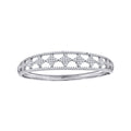 925 Sterling Silver Womens Micropave Cubic Zirconia Fashion Leaf Motif Bangle
