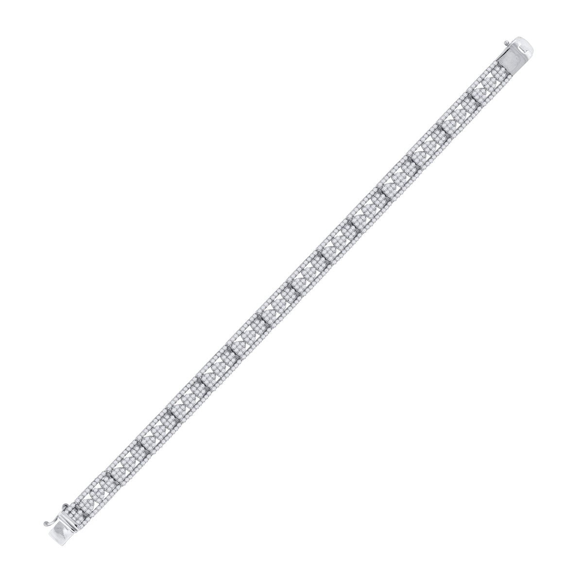 925 Sterling Silver Womens Micropave Cubic Zirconia Link Bracelet