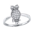 925 Sterling Silver Womens Cubic-Zirconia Owl Bird Fashion Ring Size 6