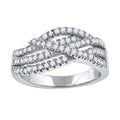 925 Sterling Silver Womens Cubic-Zirconia Twisted Fashion Ring