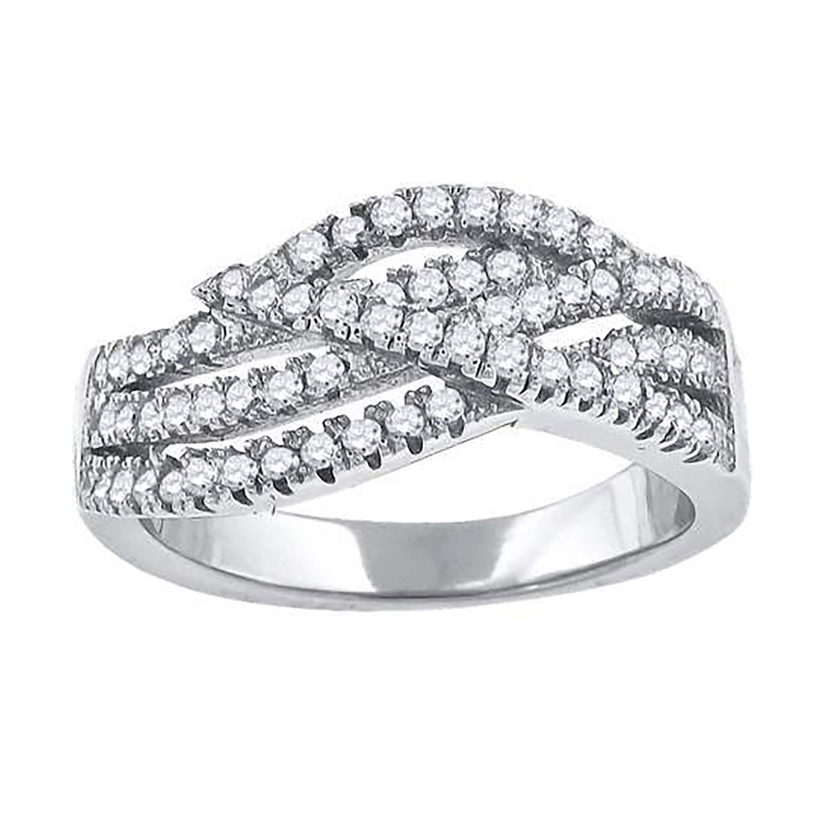 925 Sterling Silver Womens Cubic-Zirconia Twisted Fashion Ring