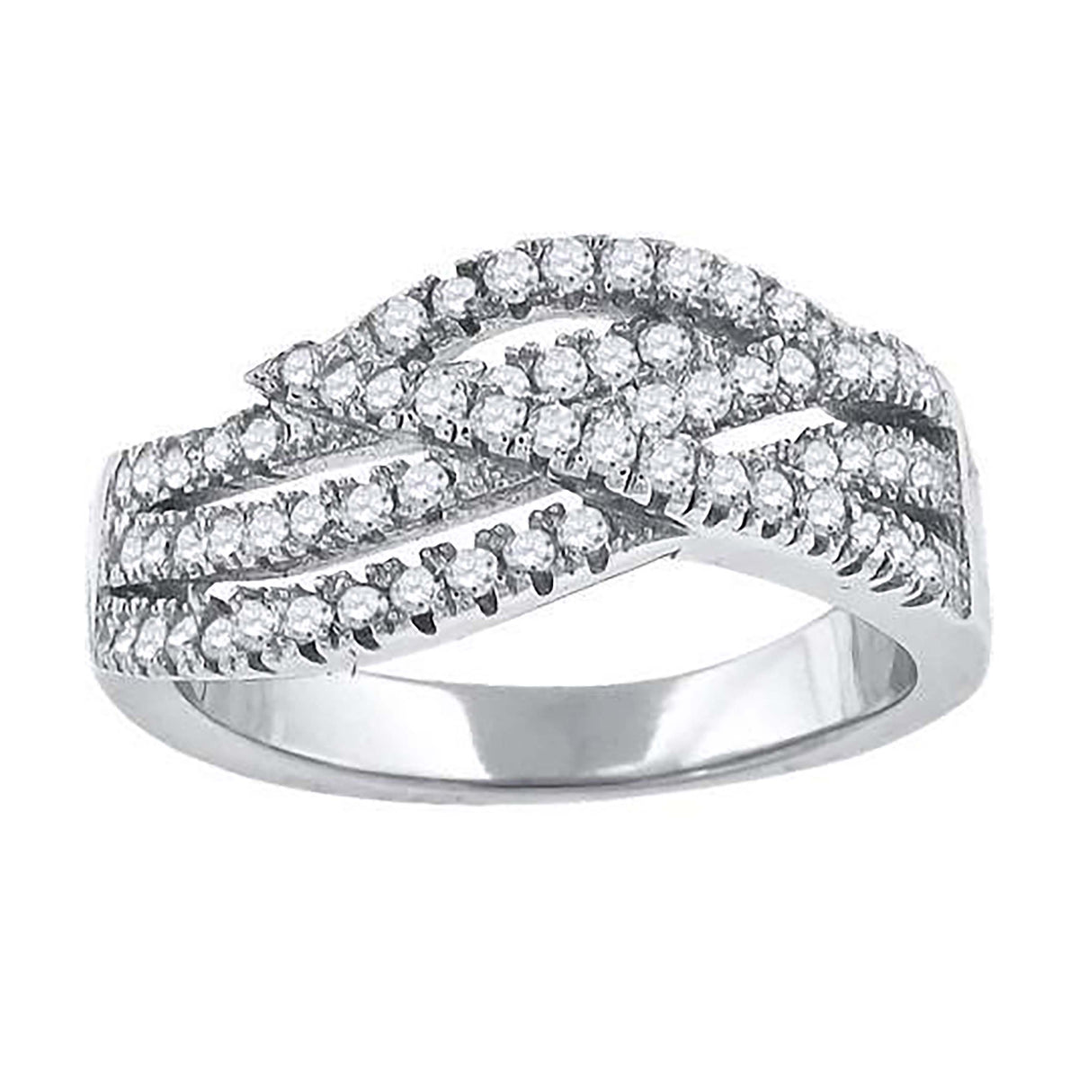 925 Sterling Silver Womens Cubic-Zirconia Twisted Fashion Ring Size 7