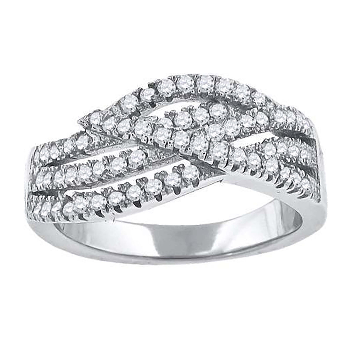 925 Sterling Silver Womens Cubic-Zirconia Twisted Fashion Ring Size 9