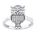 925 Sterling Silver Womens Cubic-Zirconia Owl Bird Fashion Ring Size 9