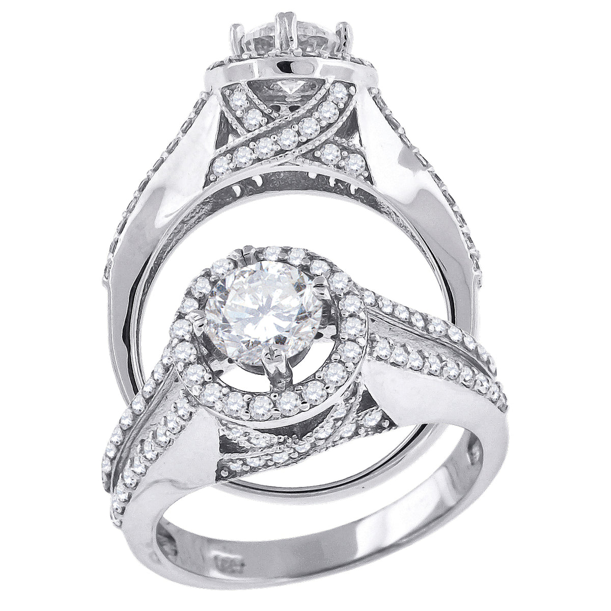 925 Sterling Silver Womens Cubic Zirconia Halo Engagement Ring Size 8
