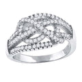 925 Sterling Silver Womens Cubic-Zirconia Knotted Fashion Ring