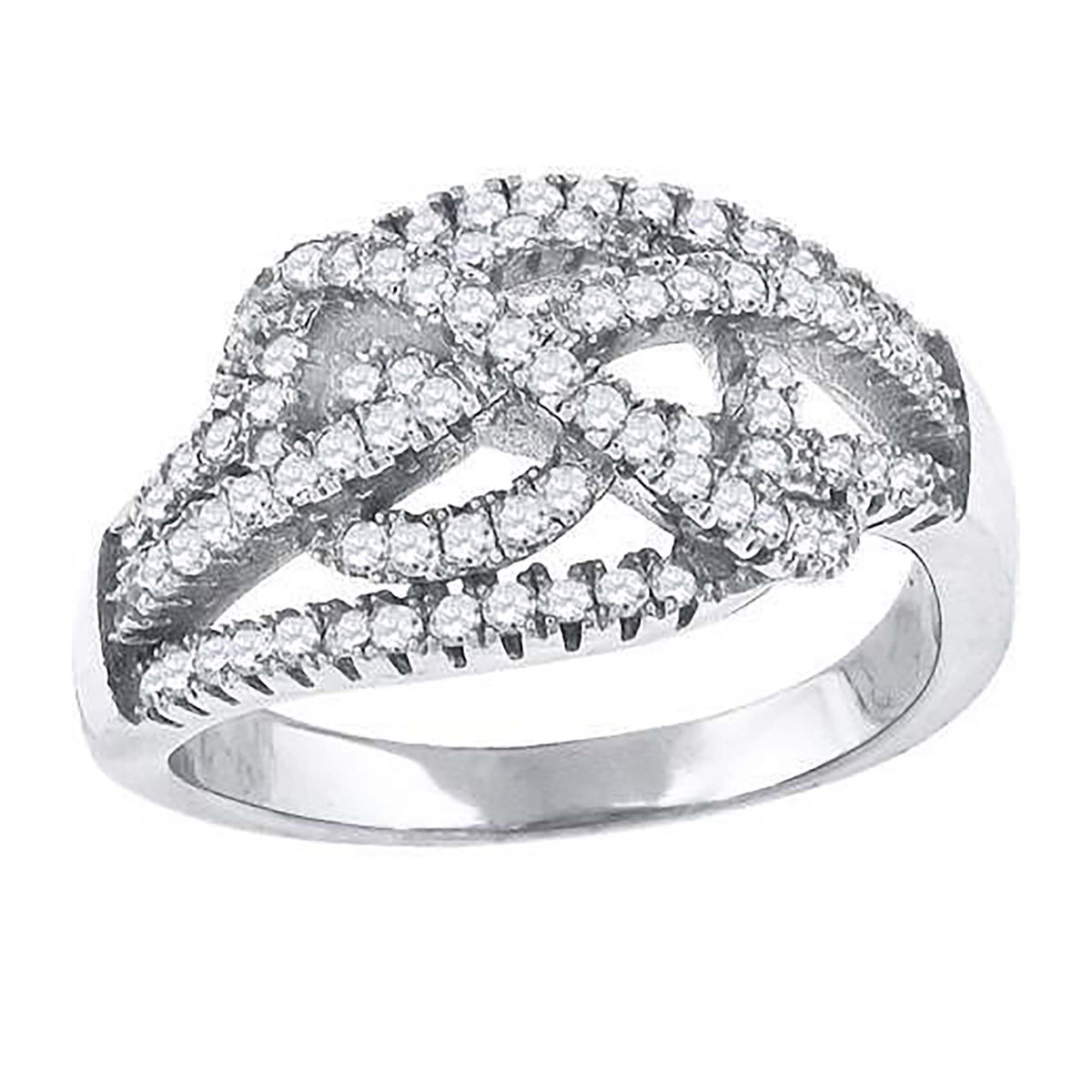 925 Sterling Silver Womens Cubic-Zirconia Knotted Fashion Ring