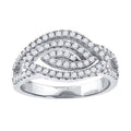 925 Sterling Silver Womens Cubic-Zirconia Marquise Head Fashion Ring Size 8