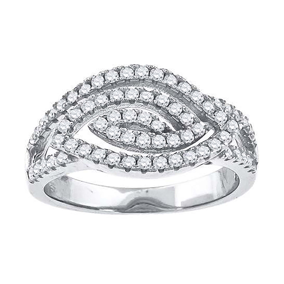 925 Sterling Silver Womens Cubic-Zirconia Marquise Head Fashion Ring Size 8
