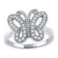 925 Sterling Silver Womens Cubic-Zirconia Butterfly Fashion Ring Size 8