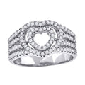 925 Sterling Silver Womens Cubic-Zirconia Heart Ring Size 7