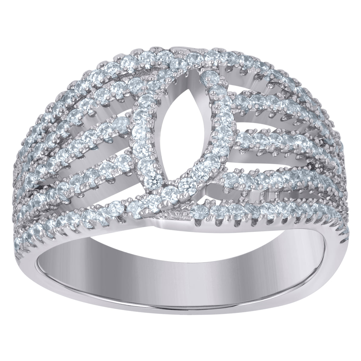 925 Sterling Silver Womens Cubic-Zirconia Fashion Ring