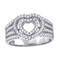925 Sterling Silver Womens Cubic-Zirconia Heart Ring Size 9