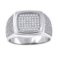 925 Sterling Silver Mens Cubic Zirconia Square Head Presidential Ring Size 9